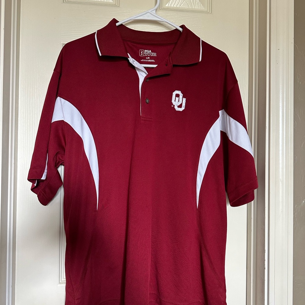 Men's Maroon Polo Shirt with White Accents Size Large